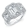 Rahaminov Emerald Cut Diamond Engagement Ring, 18K White Gold Hot