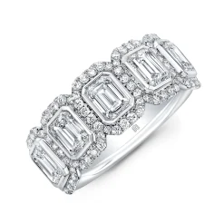 Rahaminov Oval and Emerald Cut Diamond Halo Ring, 18K White Gold Outlet