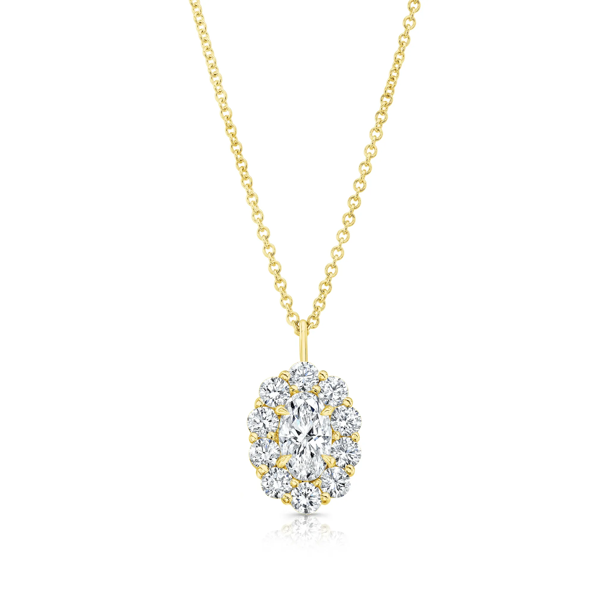 Rahaminov Oval and Round Diamonds Necklace, 18K Yellow Gold Hot