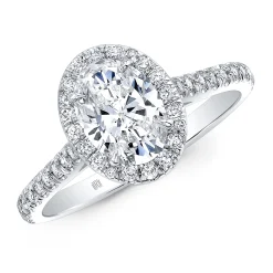 Rahaminov Oval Diamond Engagement Ring, 18K White Gold Hot