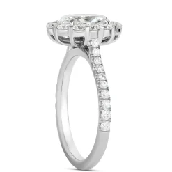 Rahaminov Oval Diamond Halo Engagement Ring, 18K White Gold Clearance
