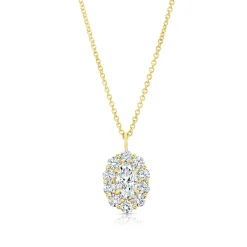 Rahaminov Oval Diamond Halo Necklace, 18K White Gold Discount