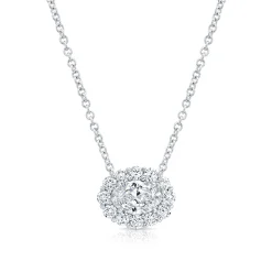 Rahaminov Oval Diamond Halo Necklace, 18K White Gold Sale
