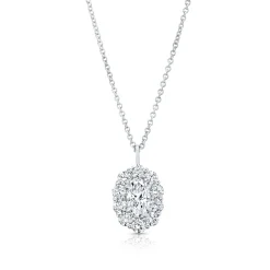 Rahaminov Oval Diamond Halo Necklace, 18k White Gold Hot