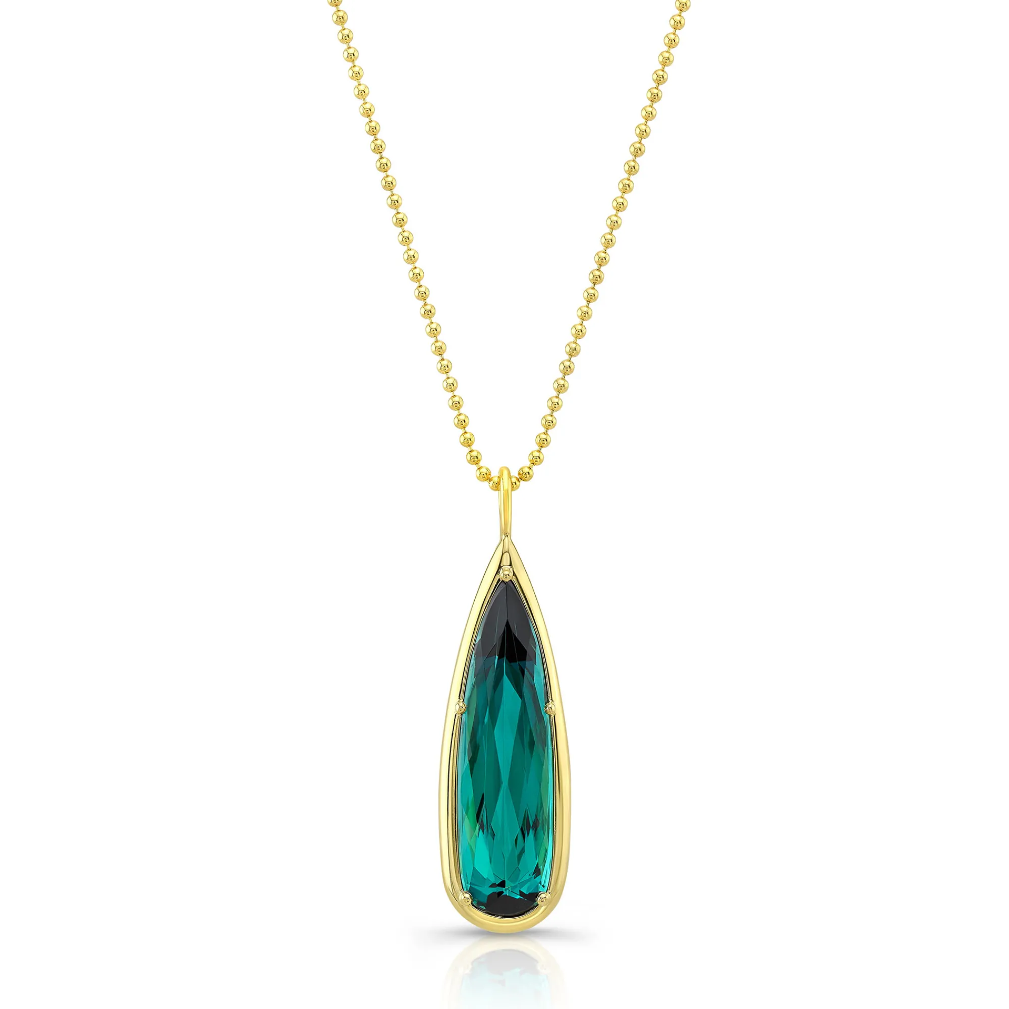 Rahaminov Pear Shaped Green Tourmaline Pendant, 18K Yellow Gold Sale