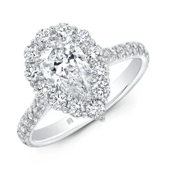 Rahaminov Pear Shaped Halo Diamond Engagement Ring, 18K White Gold Sale