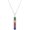 Rainbow Sapphire Bar Pendant, 14K White Gold Outlet