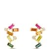 Rainbow Sapphire Earrings, 14K Yellow Gold Outlet