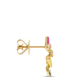 Rainbow Sapphire Earrings, 14K Yellow Gold Outlet