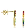 Rainbow Sapphire & Tsavorite Garnet Dangle Bar Earrings 14K Hot