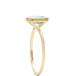 Rectangle Bezel Set Blue Topaz Ring, 14K Outlet