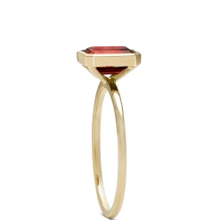 Rectangle Bezel Set Garnet Ring, 14K New