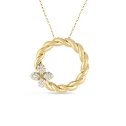 Roberto Coin Robert Coin 18k Yellow Gold Love In Verona Diamond Twist Necklace Outlet