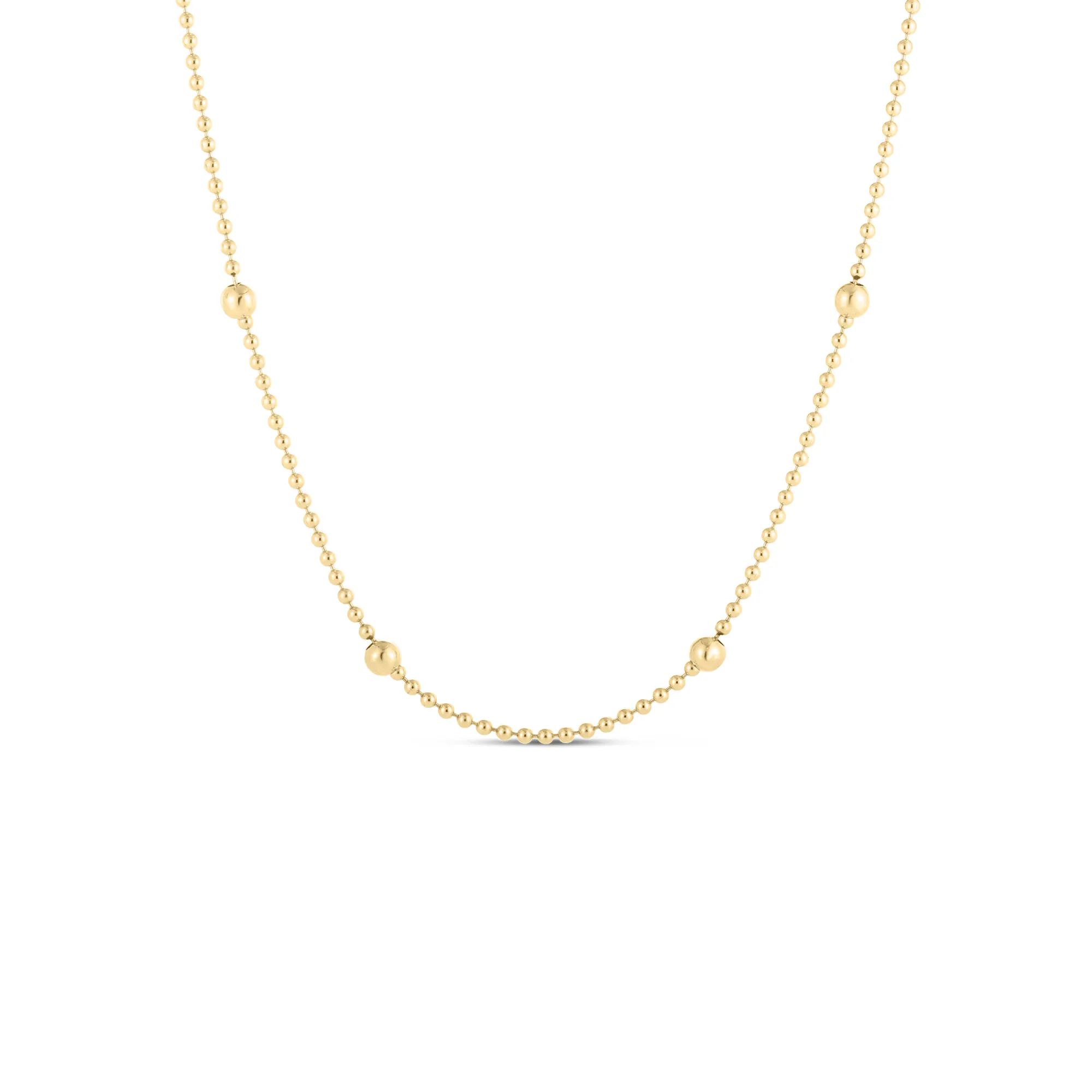 Roberto Coin Beaded Chain Yellow Gold Chain, 18 Inch New