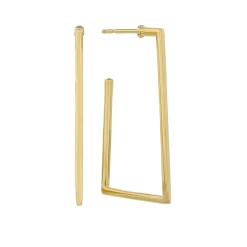 Roberto Coin Designer Gold Small Square Hoop Earrings 18K Yellow Gold. Clearance