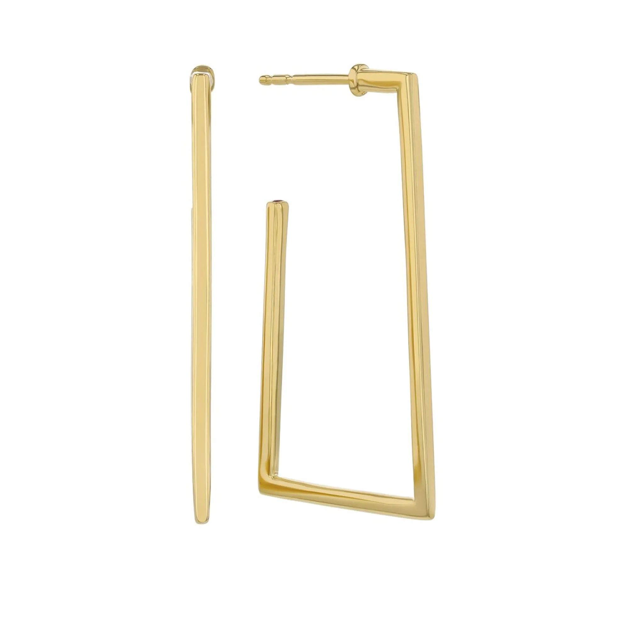Roberto Coin Designer Gold Small Square Hoop Earrings 18K Yellow Gold. Clearance