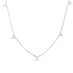 Roberto Coin Diamonds By The Inch 5 Station Flower Necklace 18K White Gold, 17" Sale