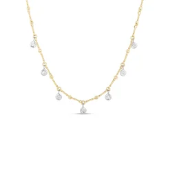 Roberto Coin Diamonds By The Inch Collection Dog Bone 18K Yellow Gold Diamonds Necklace New