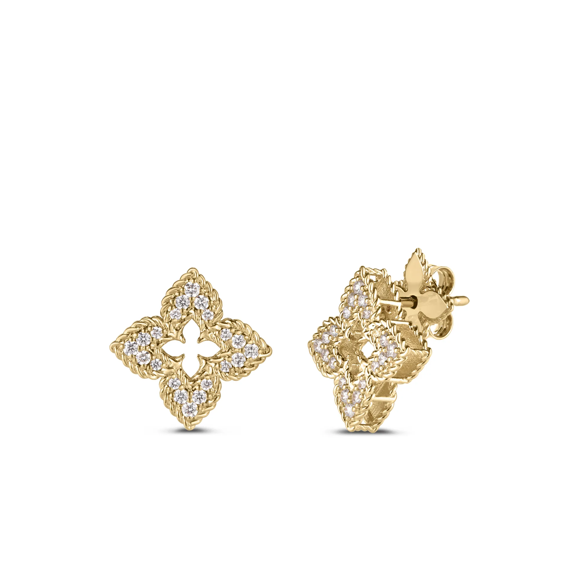 Roberto Coin Diamond Venetian Princess Stud Earrings in 18K Yellow Gold Hot