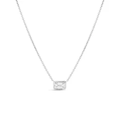Roberto Coin Emerald Cut Diamond Pendant 18K White Gold, 18" Outlet