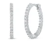 Roberto Coin Extra Small Inside Outside Diamond Hoop Earrings, 18K White Gold New