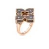 Roberto Coin 18K Rose Gold Venetian Princess Diamond & Gray Titanium Small Flower Ring Sale