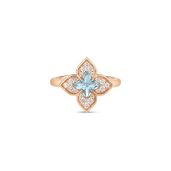 Roberto Coin 18K Rose Gold Venetian Princess Carnival Pave Diamond And Blue Topaz Small Flower Ring Sale