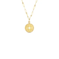 Roberto Coin 18k Venetian Princess Satin Medallion With Flower Cutout & Diamond Accent On Chain Best