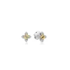 Roberto Coin 18K White And Yellow Gold Love In Verona Petite Pavé Diamond Flower Stud Earrings Discount