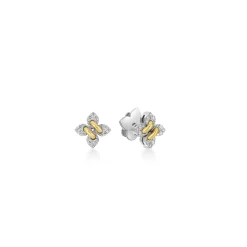 Roberto Coin 18K White And Yellow Gold Love In Verona Petite Pavé Diamond Flower Stud Earrings Discount