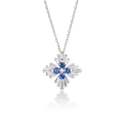 Roberto Coin 18K White Gold Diamond Princess Pavé Diamond And Blue Sapphire Necklace Sale