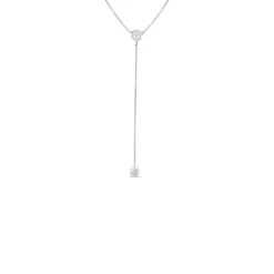 Roberto Coin 18K White Gold Diamonds By The Inch Dangle Bezel Necklace New