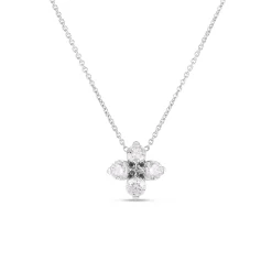 Roberto Coin 18K White Gold Love In Verona Small Flower Diamond Necklace