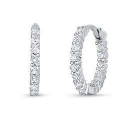 Roberto Coin 18k White Gold Petite Inside Outside The Perfect Diamond Hoop® Earrings Discount