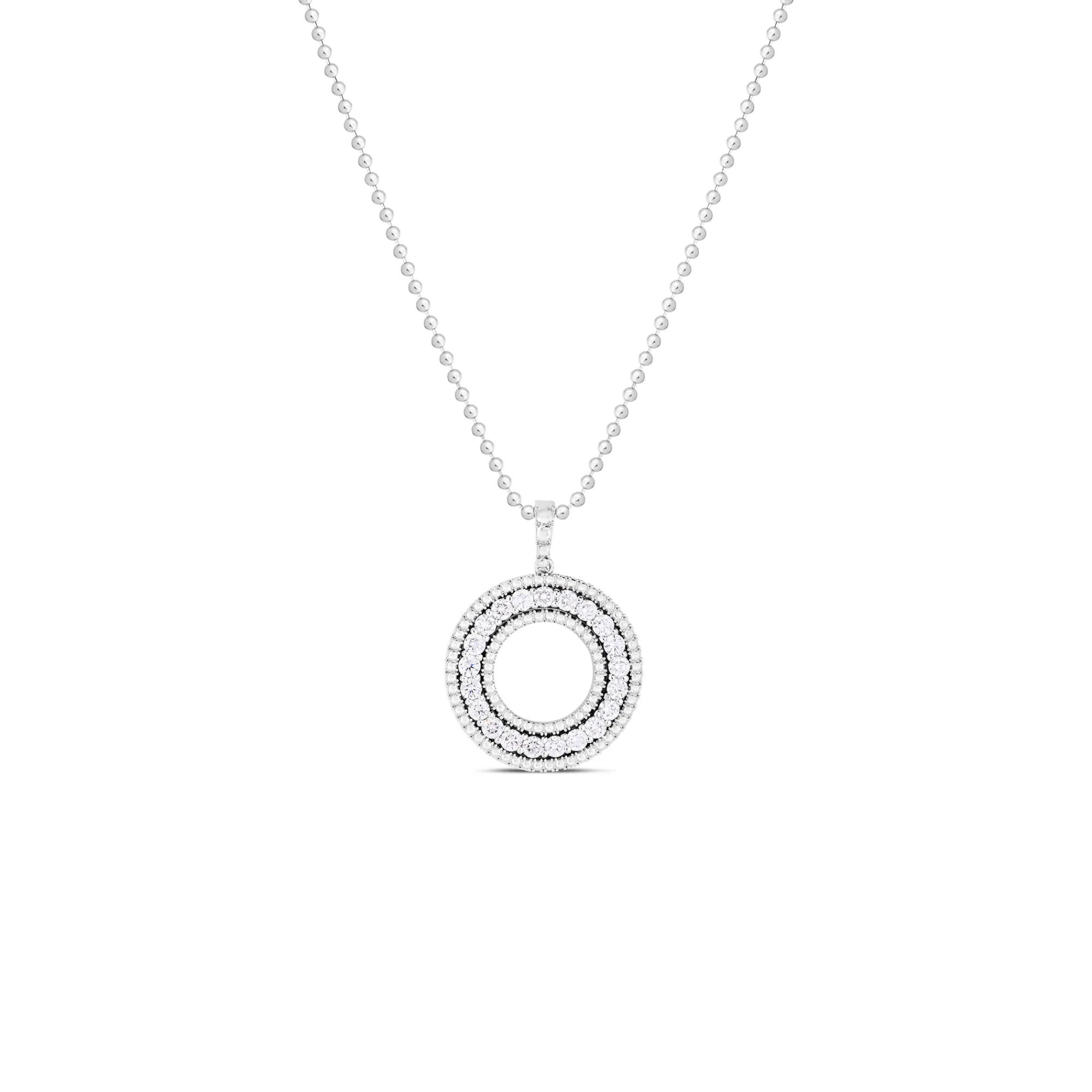 Roberto Coin 18k White Gold Siena Large Diamond Circle Necklace Hot