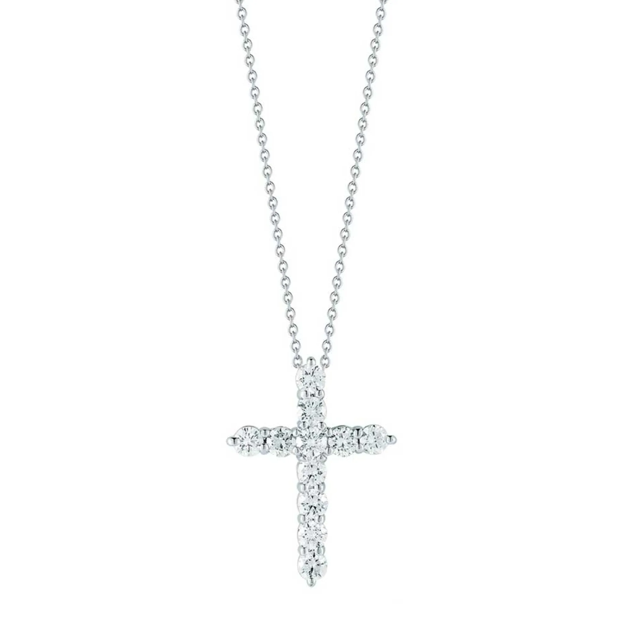 Roberto Coin 18K White Gold Tiny Treasure Diamond Cross Necklace New