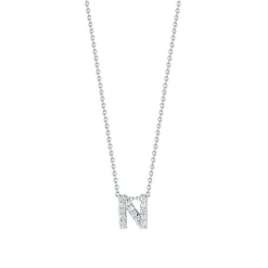 Roberto Coin 18k White Gold Tiny Treasures Diamond Love Letter “N” Necklace Clearance