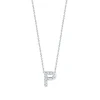 Roberto Coin 18k White Gold Tiny Treasures Diamond Love Letter “P” Necklace Sale