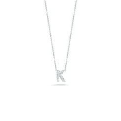 Roberto Coin 18k White Gold Tiny Treasures Diamond Love Letter “K” Necklace