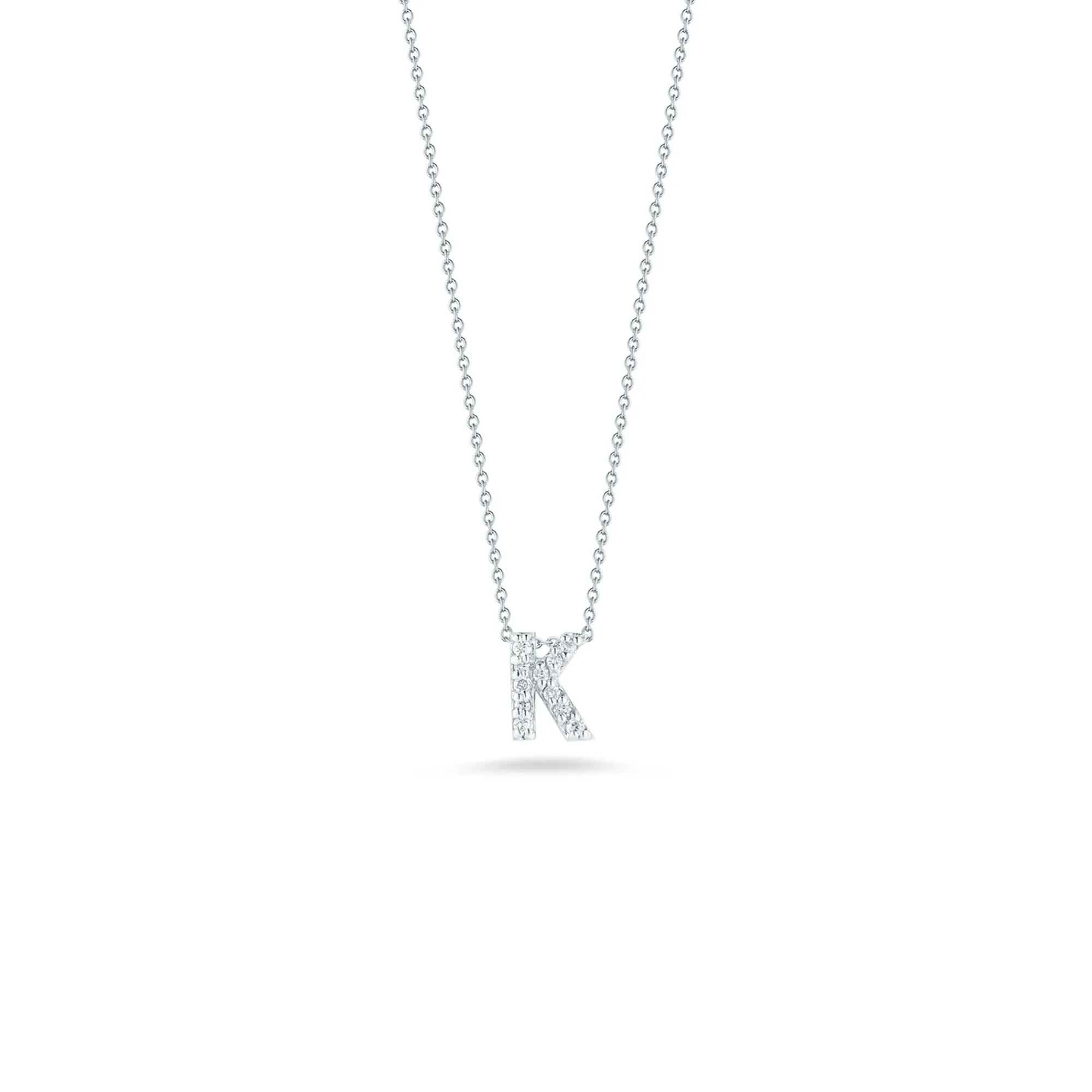Roberto Coin 18k White Gold Tiny Treasures Diamond Love Letter “K” Necklace