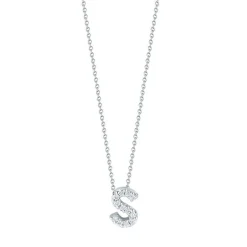Roberto Coin 18k White Gold Tiny Treasures Diamond Love Letter “S” Necklace