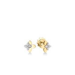 Roberto Coin 18K Yellow and White Gold Love In Verona Diamond Flower Earrings Discount