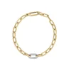 Roberto Coin 18K Yellow And White Gold Designer Gold Single Diamond Paperclip Link Chain Bracelet New