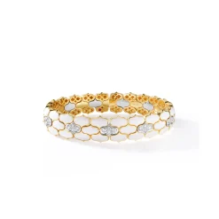 Roberto Coin 18K Yellow And White Cobra Diamond And Enamel Wide Cuff Bangle Online