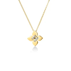 Roberto Coin 18K Yellow And White Love In Verona Small Diamond Flower Necklace Discount