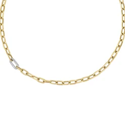 Roberto Coin 18K Yellow and White Gold Designer Gold Single Diamond Paperclip Link Chain Necklace Discount