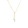Roberto Coin 18K Yellow and White Gold Designer Gold Alternating Bead with Double Diamond Drop Necklace Clearance