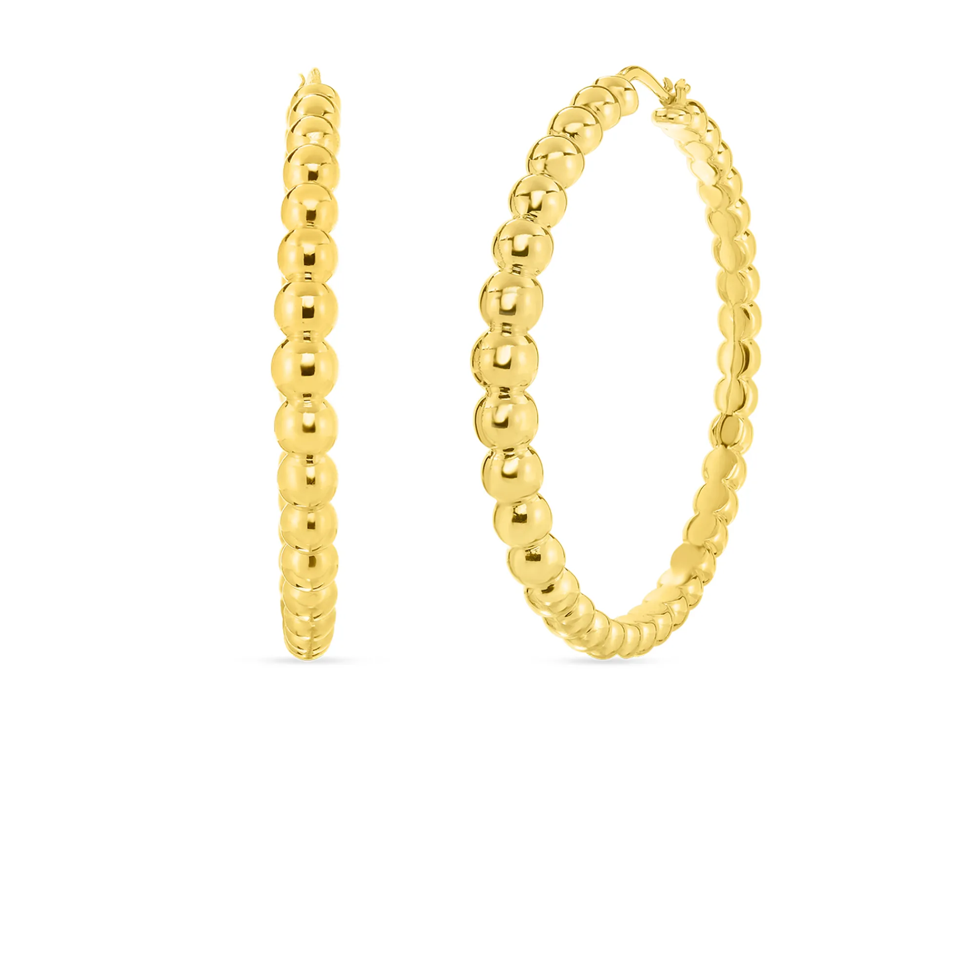 Roberto Coin 18k Yellow Designer Gold Bead Extra Large Hoop Earrings Best