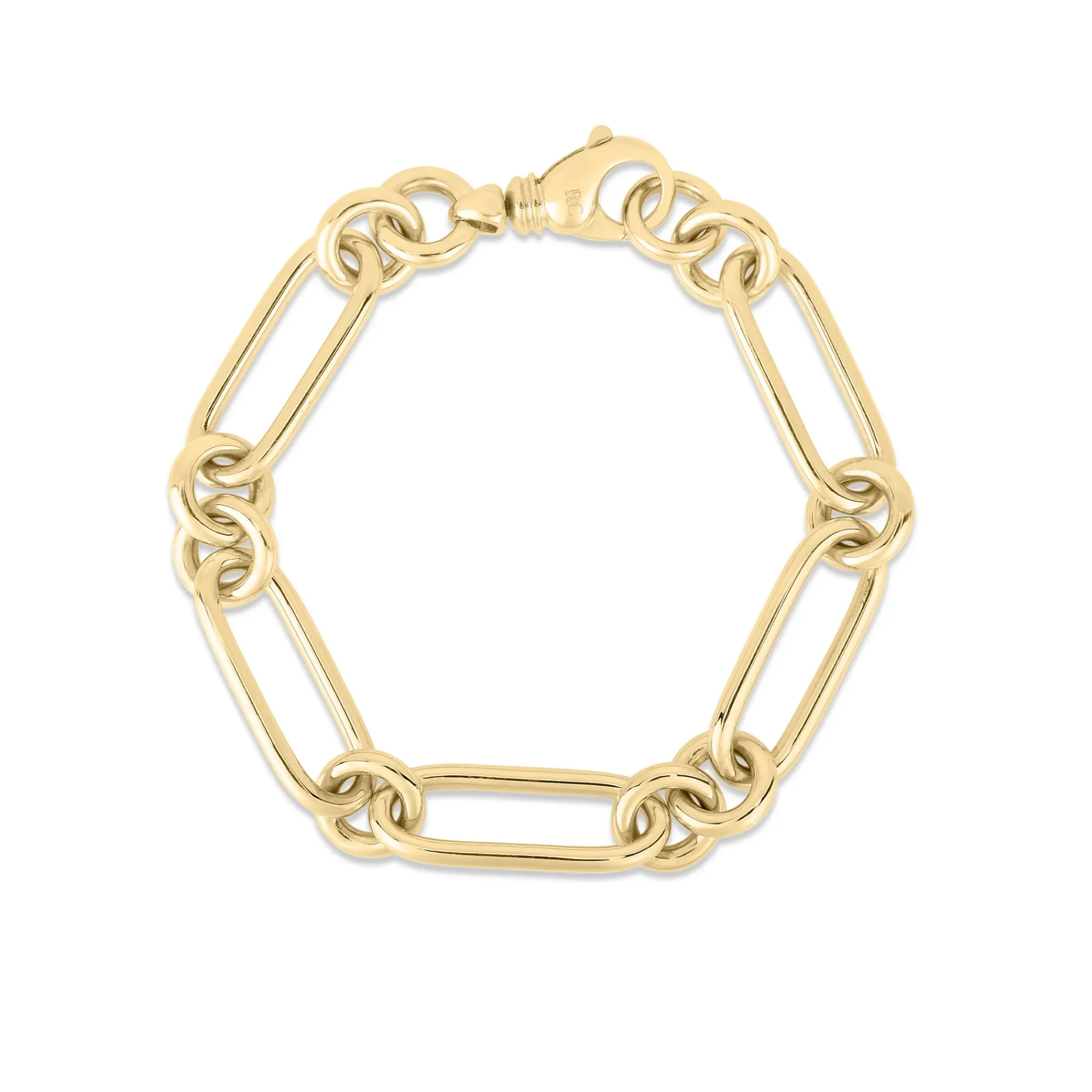 Roberto Coin 18K Yellow Designer Gold Classic Bold Alternating Link Bracelet Hot