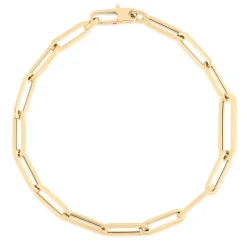 Roberto Coin 18K Yellow Designer Gold Alternating Size Paperclip Link Bracelet New